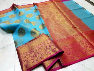 organza sarees with brocade blouse (4)