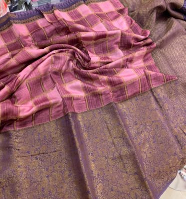 pure chiniya silk with antique zari border with blouse (3)