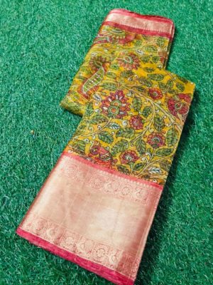 pure kanchi kora organza sarees with kalamkari print (2)