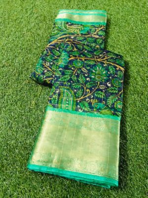 pure kanchi kora organza sarees with kalamkari print (4)