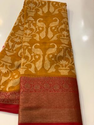 pure maheshwari silk with kalamkari prints with blouse (4)