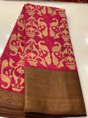 pure maheshwari silk with kalamkari prints with blouse (5)