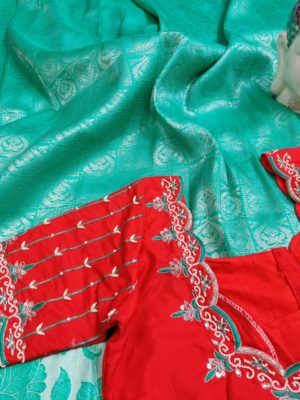Beautiful banaras soft silk sarees with blouse (1)