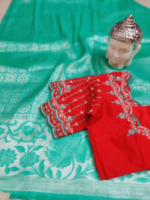 Beautiful banaras soft silk sarees with blouse (14)