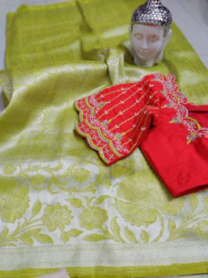 Beautiful banaras soft silk sarees with blouse (4)