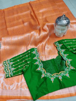 Beautiful banaras soft silk sarees with blouse (5)