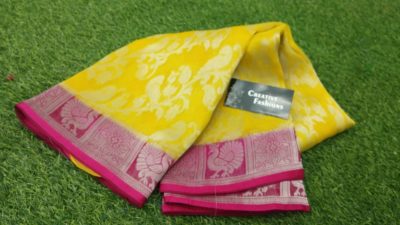 Beautiful kanchi organza with weaving with blouse (2)