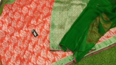 Beautiful kanchi organza with weaving with blouse (3)