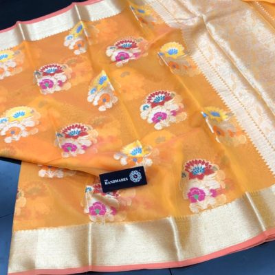 Beautiful kora multi color allover weaving sarees (1)