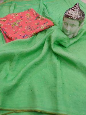 Beautiful pure jute silk sarees with designer blouse (13)