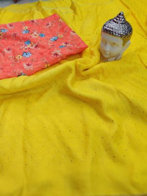 Beautiful pure jute silk sarees with designer blouse (6)