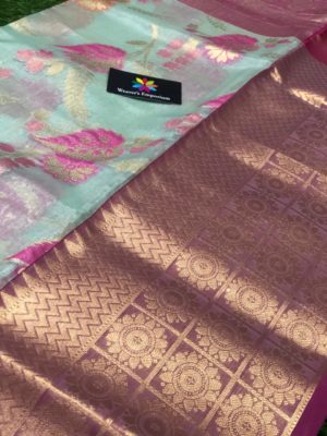 Beautiful tissue organza sarees with allover gold zari weaving (10)