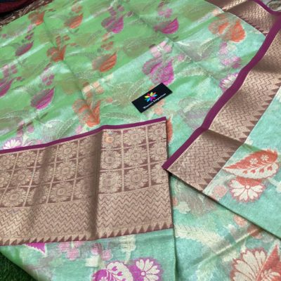 Beautiful tissue organza sarees with allover gold zari weaving (7)