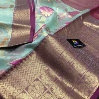 Beautiful tissue organza sarees with allover gold zari weaving (8)