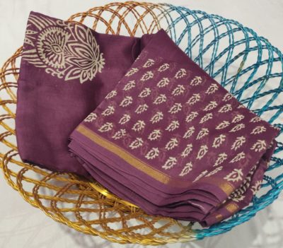 Chanderi silk handblock printed sarees with blouse (14)