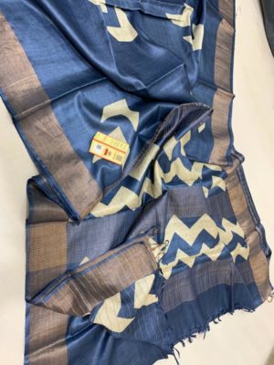 Desi tussar block printed silk sarees with blouse (12)