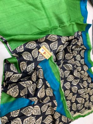Desi tussar block printed silk sarees with blouse (13)