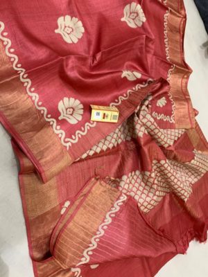 Desi tussar block printed silk sarees with blouse (4)