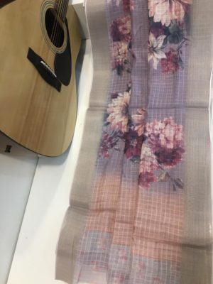Designer silk digital print linen sarees (1)