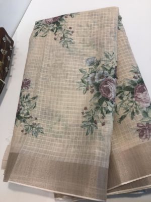 Designer silk digital print linen sarees (11)