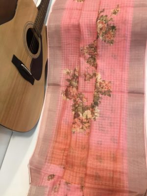 Designer silk digital print linen sarees (17)