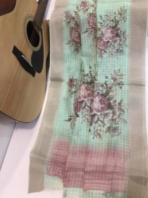 Designer silk digital print linen sarees (18)
