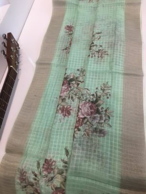 Designer silk digital print linen sarees (22)