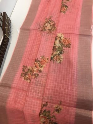Designer silk digital print linen sarees (24)