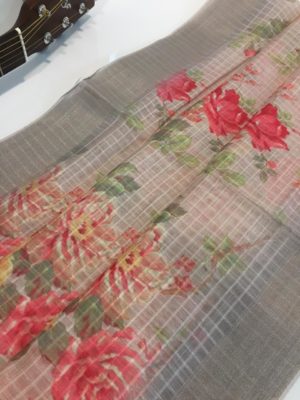 Designer silk digital print linen sarees (4)