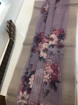Designer silk digital print linen sarees (6)