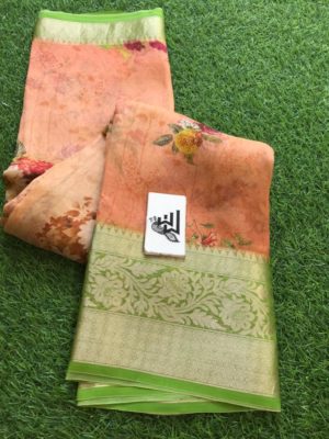 Digital printed handloom pure organza sarees (1)