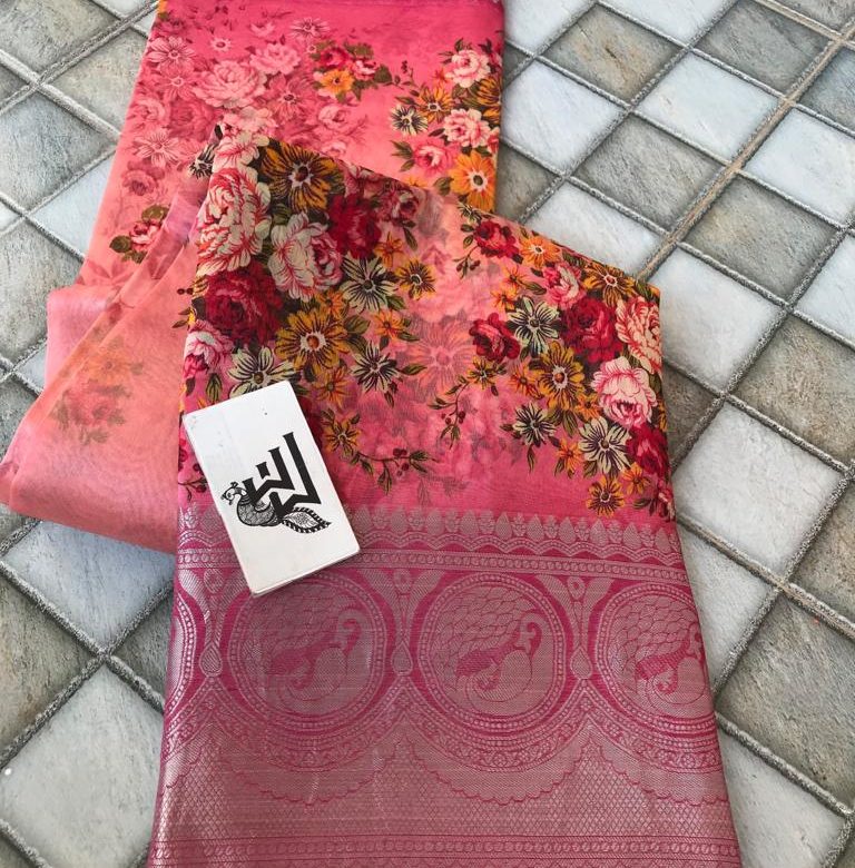 Digital printed handloom pure organza sarees (10)