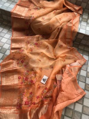 Digital printed handloom pure organza sarees (11)