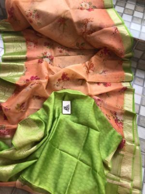 Digital printed handloom pure organza sarees (4)