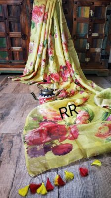 Floral silk linen sarees with price (11)