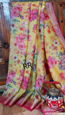 Floral silk linen sarees with price (3)