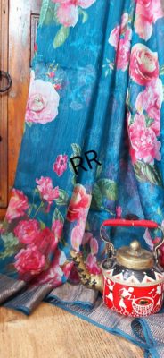 Floral silk linen sarees with price (22)