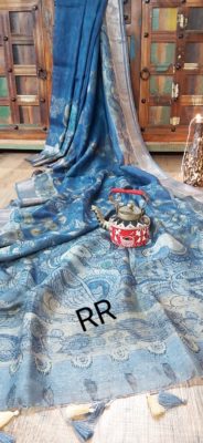 Floral silk linen sarees with price (25)