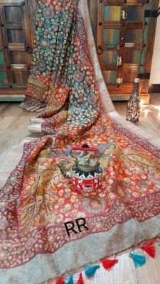 Floral silk linen sarees with price (7)