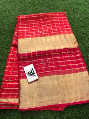 Georgette sarees with zari checks and mirror embroidary (10)