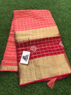 Georgette sarees with zari checks and mirror embroidary (9)