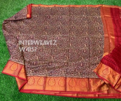 Handloom chanderi with prints with contrast blouse (12)