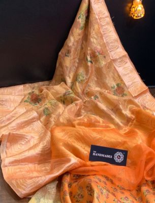 Handloom organza weaving sarees with digital print (10)