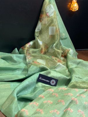 Handloom organza weaving sarees with digital print (2)