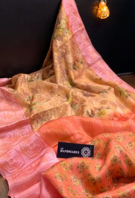 Handloom organza weaving sarees with digital print (4)