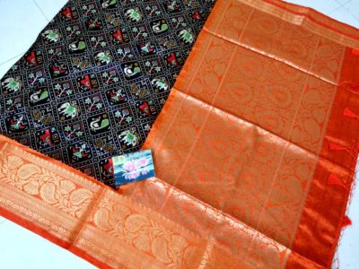 Ikkat jute silk kanjivaram weaving border sarees (2)