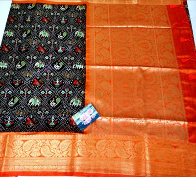 Ikkat jute silk kanjivaram weaving border sarees (6)