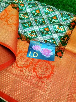 Ikkat jute silk kanjivaram weaving border sarees (7)