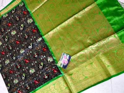Ikkat jute silk kanjivaram weaving border sarees (8)