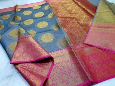 Kora organza sarees with all over butta (2)